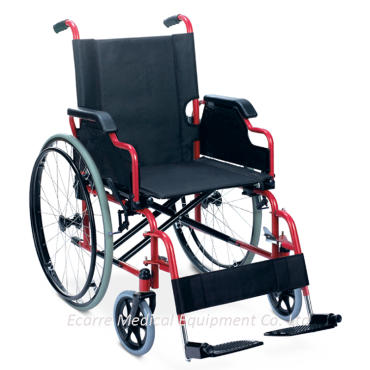 WR6909 Silla de ruedas de acero con recubrimiento en polvo rojo