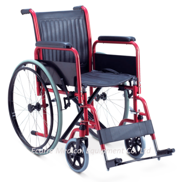 WR6903 Silla de ruedas de acero con recubrimiento en polvo rojo